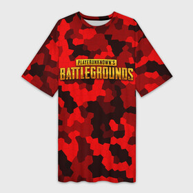 Платье-футболка 3D с принтом PUBG Red Military в Курске,  |  | battle royal | playerunknowns battlegrounds | pubg | пабг | пубг