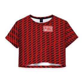 Женская футболка 3D укороченная с принтом PUBG Red Line в Курске, 100% полиэстер | круглая горловина, длина футболки до линии талии, рукава с отворотами | playerunknowns battlegrounds | pubg | шутеры