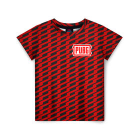 Детская футболка 3D с принтом PUBG Red Line в Курске, 100% гипоаллергенный полиэфир | прямой крой, круглый вырез горловины, длина до линии бедер, чуть спущенное плечо, ткань немного тянется | playerunknowns battlegrounds | pubg | шутеры