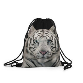 Рюкзак-мешок 3D с принтом White tiger в Курске, 100% полиэстер | плотность ткани — 200 г/м2, размер — 35 х 45 см; лямки — толстые шнурки, застежка на шнуровке, без карманов и подкладки | tiger white | белый тигр | дикая кошка | тигр
