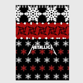 Скетчбук с принтом Metallica в Курске, 100% бумага
 | 48 листов, плотность листов — 100 г/м2, плотность картонной обложки — 250 г/м2. Листы скреплены сверху удобной пружинной спиралью | metallica | джеймс хэтфилд | кирк хэмметт | ларс ульрих | метал | металика | металлика | новогодний | новый год | роберт трухильо | рождество | рок | снежинки | трэш | трэшметал | хард | хардрок | хеви