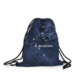 Рюкзак-мешок 3D с принтом Водолей (Aquarius) в Курске, 100% полиэстер | плотность ткани — 200 г/м2, размер — 35 х 45 см; лямки — толстые шнурки, застежка на шнуровке, без карманов и подкладки | aquarius | водолей | звезды | знаки зодиака | космос | созвездие