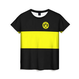 Женская футболка 3D с принтом Borussia 2018 Black and Yellow в Курске, 100% полиэфир ( синтетическое хлопкоподобное полотно) | прямой крой, круглый вырез горловины, длина до линии бедер | боруссия | дортмунд