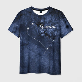 Мужская футболка 3D с принтом Близнецы (Gemini) в Курске, 100% полиэфир | прямой крой, круглый вырез горловины, длина до линии бедер | Тематика изображения на принте: gemini | близнецы | звезды | знаки зодиака | космос | созвездие