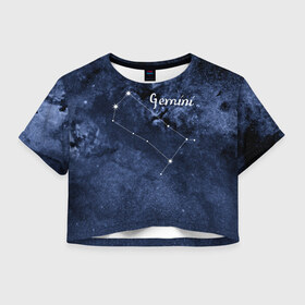 Женская футболка 3D укороченная с принтом Близнецы (Gemini) в Курске, 100% полиэстер | круглая горловина, длина футболки до линии талии, рукава с отворотами | gemini | близнецы | звезды | знаки зодиака | космос | созвездие