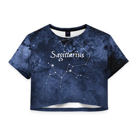 Женская футболка 3D укороченная с принтом Стрелец(Sagittarius) в Курске, 100% полиэстер | круглая горловина, длина футболки до линии талии, рукава с отворотами | sagittarius | звезды | знаки зодиака | космос | созвездие | стрелец