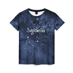 Женская футболка 3D с принтом Стрелец(Sagittarius) в Курске, 100% полиэфир ( синтетическое хлопкоподобное полотно) | прямой крой, круглый вырез горловины, длина до линии бедер | sagittarius | звезды | знаки зодиака | космос | созвездие | стрелец
