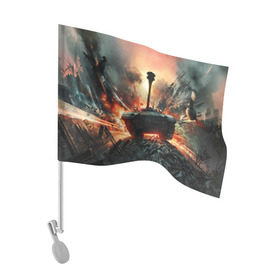 Флаг для автомобиля с принтом Танки в Курске, 100% полиэстер | Размер: 30*21 см | взрыв | военные действия | война | вторая мировая | огонь | поле битвы | поле брани | самолет | танки