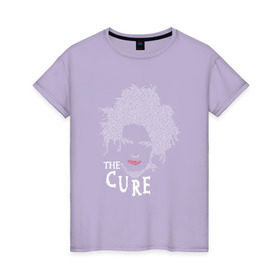 Женская футболка хлопок с принтом The Cure - face в Курске, 100% хлопок | прямой крой, круглый вырез горловины, длина до линии бедер, слегка спущенное плечо | cure | рок