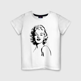 Детская футболка хлопок с принтом Мэрилин Монро в Курске, 100% хлопок | круглый вырез горловины, полуприлегающий силуэт, длина до линии бедер | Тематика изображения на принте: 