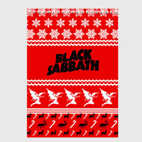Скетчбук с принтом Праздничный Black Sabbath в Курске, 100% бумага
 | 48 листов, плотность листов — 100 г/м2, плотность картонной обложки — 250 г/м2. Листы скреплены сверху удобной пружинной спиралью | black sabbath | ozzy osbourne | ангелы | билл уорд | гизер батлер | группа | знак | красный | метал | музыка | надпись | новогодний | новый год | оззи | осборн | песни | праздник | ро | рождество | рок | снежинки
