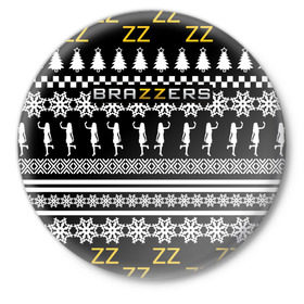 Значок с принтом Brazzers Новогодний в Курске,  металл | круглая форма, металлическая застежка в виде булавки | Тематика изображения на принте: brand | brazzers | fake taxi | faketaxi | hub | mode | new year | playboy | бразерс | бренд | мода | новогодний | новогодний brazzers | новогодний браззерс | новый год | фейк такси