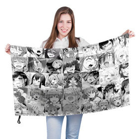 Флаг 3D с принтом Faces from Hentai в Курске, 100% полиэстер | плотность ткани — 95 г/м2, размер — 67 х 109 см. Принт наносится с одной стороны | ahegao | anime | kodome | manga | senpai | аниме | анимэ | ахегао | кодоме | манга | меха | сенпай | юри | яой