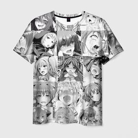 Мужская футболка 3D с принтом Faces from Hentai в Курске, 100% полиэфир | прямой крой, круглый вырез горловины, длина до линии бедер | ahegao | anime | kodome | manga | senpai | аниме | анимэ | ахегао | кодоме | манга | меха | сенпай | юри | яой