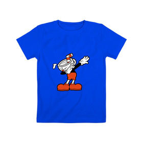Детская футболка хлопок с принтом Cuphead Dab в Курске, 100% хлопок | круглый вырез горловины, полуприлегающий силуэт, длина до линии бедер | Тематика изображения на принте: 