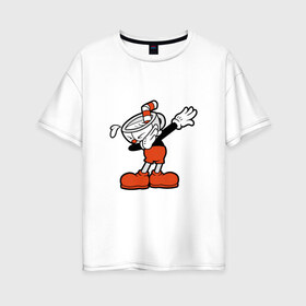 Женская футболка хлопок Oversize с принтом Cuphead Dab в Курске, 100% хлопок | свободный крой, круглый ворот, спущенный рукав, длина до линии бедер
 | Тематика изображения на принте: 