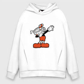 Мужское худи Oversize хлопок с принтом Cuphead Dab в Курске, френч-терри — 70% хлопок, 30% полиэстер. Мягкий теплый начес внутри —100% хлопок | боковые карманы, эластичные манжеты и нижняя кромка, капюшон на магнитной кнопке | 