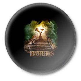 Значок с принтом Led Zeppelin в Курске,  металл | круглая форма, металлическая застежка в виде булавки | led zeppelin | джимми пейдж | джон генри бонэм | джон пол джонс | лед зеппелин | роберт плант