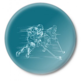 Значок с принтом Хоккей в Курске,  металл | круглая форма, металлическая застежка в виде булавки | Тематика изображения на принте: клюшка | кхл | нхл | хокей | хоккесит