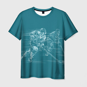 Мужская футболка 3D с принтом Хоккей в Курске, 100% полиэфир | прямой крой, круглый вырез горловины, длина до линии бедер | Тематика изображения на принте: клюшка | кхл | нхл | хокей | хоккесит