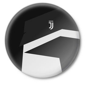 Значок с принтом Juventus 2018 Geometry Sport в Курске,  металл | круглая форма, металлическая застежка в виде булавки | fc | juventus | спорт | спортивные | фк | футбол | футбольный клуб | ювентус