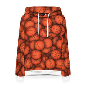 Женская толстовка 3D с принтом Баскетбольные мячи в Курске, 100% полиэстер  | двухслойный капюшон со шнурком для регулировки, мягкие манжеты на рукавах и по низу толстовки, спереди карман-кенгуру с мягким внутренним слоем. | basketball | баскетбол | мяч | мячик | оранжевый | паттерн | спорт | текстура