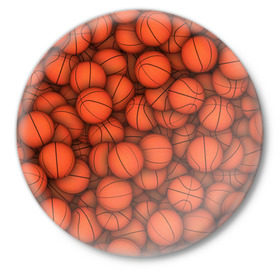 Значок с принтом Баскетбольные мячи в Курске,  металл | круглая форма, металлическая застежка в виде булавки | Тематика изображения на принте: basketball | баскетбол | мяч | мячик | оранжевый | паттерн | спорт | текстура