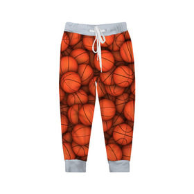 Детские брюки 3D с принтом Баскетбольные мячи в Курске, 100% полиэстер | манжеты по низу, эластичный пояс регулируется шнурком, по бокам два кармана без застежек, внутренняя часть кармана из мелкой сетки | basketball | баскетбол | мяч | мячик | оранжевый | паттерн | спорт | текстура
