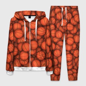 Мужской костюм 3D с принтом Баскетбольные мячи в Курске, 100% полиэстер | Манжеты и пояс оформлены тканевой резинкой, двухслойный капюшон со шнурком для регулировки, карманы спереди | basketball | баскетбол | мяч | мячик | оранжевый | паттерн | спорт | текстура