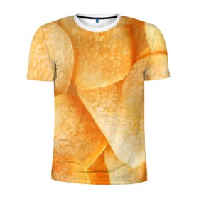 Мужская футболка 3D спортивная с принтом Чипсы в Курске, 100% полиэстер с улучшенными характеристиками | приталенный силуэт, круглая горловина, широкие плечи, сужается к линии бедра | чипсы