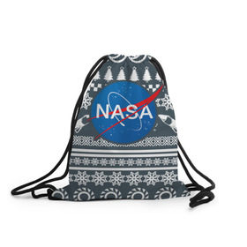 Рюкзак-мешок 3D с принтом Свитер NASA в Курске, 100% полиэстер | плотность ткани — 200 г/м2, размер — 35 х 45 см; лямки — толстые шнурки, застежка на шнуровке, без карманов и подкладки | nasa | космос | логотип | наса | ракета