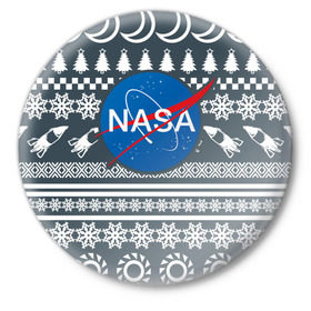 Значок с принтом Свитер NASA в Курске,  металл | круглая форма, металлическая застежка в виде булавки | nasa | космос | логотип | наса | ракета