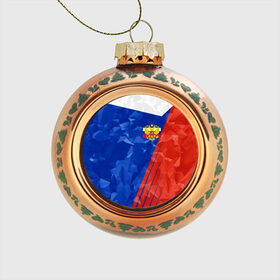 Стеклянный ёлочный шар с принтом RUSSIA - Tricolor Collection в Курске, Стекло | Диаметр: 80 мм | Тематика изображения на принте: russia | герб | россия | триколор | флаг