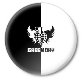 Значок с принтом Green Day в Курске,  металл | круглая форма, металлическая застежка в виде булавки | green day | билли джо армстронг | грин дей | майк дёрнт | музыка | тре кул