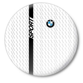 Значок с принтом BMW 2018 White Sport в Курске,  металл | круглая форма, металлическая застежка в виде булавки | bmw | автомобильные | бмв | машины