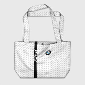 Пляжная сумка 3D с принтом BMW 2018 White Sport в Курске, 100% полиэстер | застегивается на металлическую кнопку; внутренний карман застегивается на молнию. Стенки укреплены специальным мягким материалом, чтобы защитить содержимое от несильных ударов
 | bmw | автомобильные | бмв | машины