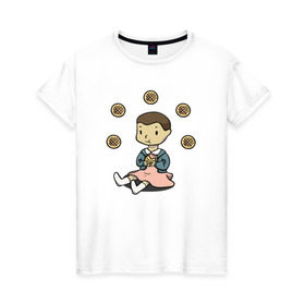 Женская футболка хлопок с принтом Eggos в Курске, 100% хлопок | прямой крой, круглый вырез горловины, длина до линии бедер, слегка спущенное плечо | stranger things | очень странные дела
