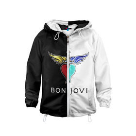 Детская ветровка 3D с принтом Bon Jovi в Курске, 100% полиэстер | подол и капюшон оформлены резинкой с фиксаторами, по бокам два кармана без застежек, один потайной карман на груди | bon | jovi | бон | бон джови | джови | рок группа