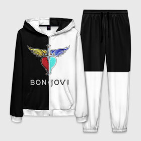 Мужской костюм 3D с принтом Bon Jovi в Курске, 100% полиэстер | Манжеты и пояс оформлены тканевой резинкой, двухслойный капюшон со шнурком для регулировки, карманы спереди | bon | jovi | бон | бон джови | джови | рок группа