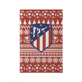 Обложка для паспорта матовая кожа с принтом Атлетико Мадрид Новогодний в Курске, натуральная матовая кожа | размер 19,3 х 13,7 см; прозрачные пластиковые крепления | 