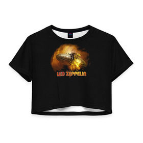 Женская футболка 3D укороченная с принтом Led Zeppelin в Курске, 100% полиэстер | круглая горловина, длина футболки до линии талии, рукава с отворотами | led zeppelin | джимми пейдж | джон генри бонэм | джон пол джонс | лед зепелен | лед зеппелин | роберт плант | рок группа