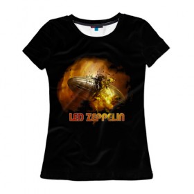Женская футболка 3D с принтом Led Zeppelin в Курске, 100% полиэфир ( синтетическое хлопкоподобное полотно) | прямой крой, круглый вырез горловины, длина до линии бедер | led zeppelin | джимми пейдж | джон генри бонэм | джон пол джонс | лед зепелен | лед зеппелин | роберт плант | рок группа