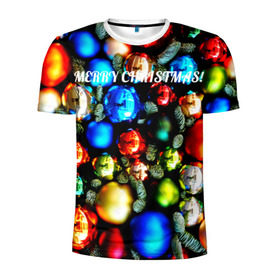 Мужская футболка 3D спортивная с принтом Merry Christmas в Курске, 100% полиэстер с улучшенными характеристиками | приталенный силуэт, круглая горловина, широкие плечи, сужается к линии бедра | christmas | new year | новый год | рождество