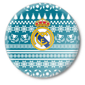 Значок с принтом Ronaldo 7 Новогодний в Курске,  металл | круглая форма, металлическая застежка в виде булавки | fc | real madrid | реал мадрид | спорт | спортивные | фк | футбол | футбольный клуб