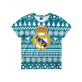 Детская футболка 3D с принтом Ronaldo 7 Новогодний в Курске, 100% гипоаллергенный полиэфир | прямой крой, круглый вырез горловины, длина до линии бедер, чуть спущенное плечо, ткань немного тянется | Тематика изображения на принте: fc | real madrid | реал мадрид | спорт | спортивные | фк | футбол | футбольный клуб