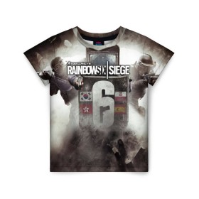 Детская футболка 3D с принтом Tom Clancy Rainbow Six Siege в Курске, 100% гипоаллергенный полиэфир | прямой крой, круглый вырез горловины, длина до линии бедер, чуть спущенное плечо, ткань немного тянется | 6 | rainbow six | siege | война | игра | оружие | осада | шутер