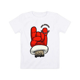 Детская футболка хлопок с принтом Metal Christmas Heavy New Year в Курске, 100% хлопок | круглый вырез горловины, полуприлегающий силуэт, длина до линии бедер | Тематика изображения на принте: 