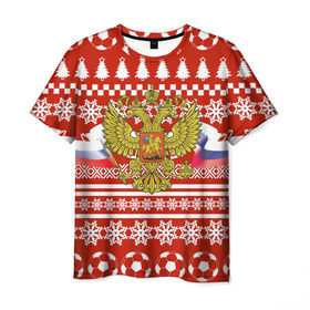 Мужская футболка 3D с принтом RUSSIA Праздничный в Курске, 100% полиэфир | прямой крой, круглый вырез горловины, длина до линии бедер | russia | герб | россия | спорт | спортивные | флаг