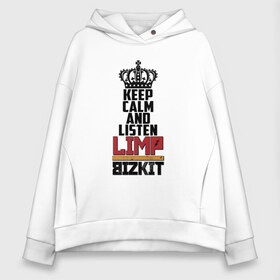 Женское худи Oversize хлопок с принтом Keep calm and listen LB в Курске, френч-терри — 70% хлопок, 30% полиэстер. Мягкий теплый начес внутри —100% хлопок | боковые карманы, эластичные манжеты и нижняя кромка, капюшон на магнитной кнопке | Тематика изображения на принте: limp bizkit | джон отто | лимбизкит | лимп бизкит | лимпбизкит | сэм риверс | уэс борланд | фред дёрст