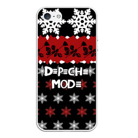 Чехол для iPhone 5/5S матовый с принтом Праздничный Depeche Mode в Курске, Силикон | Область печати: задняя сторона чехла, без боковых панелей | depeche mode | вестник моды | депеш мод | дэйв гаан | мартин гор | новогодний | новый год | рождество | роза | снежинки | энди флетчер